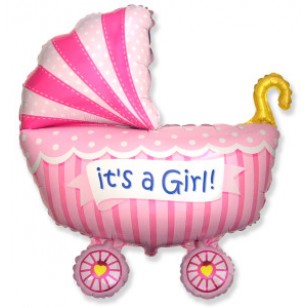 It's a Girl Baby Pram Buggy Supershape Balloon